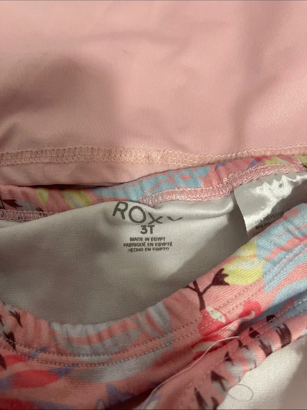Roxy Kids' Pink and Blue Floral Rash Guard Set